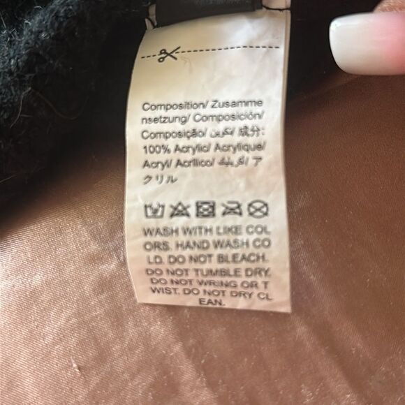 SHEIN Colorful Crochet Sleeve Black Sweater - Picture 7 of 8